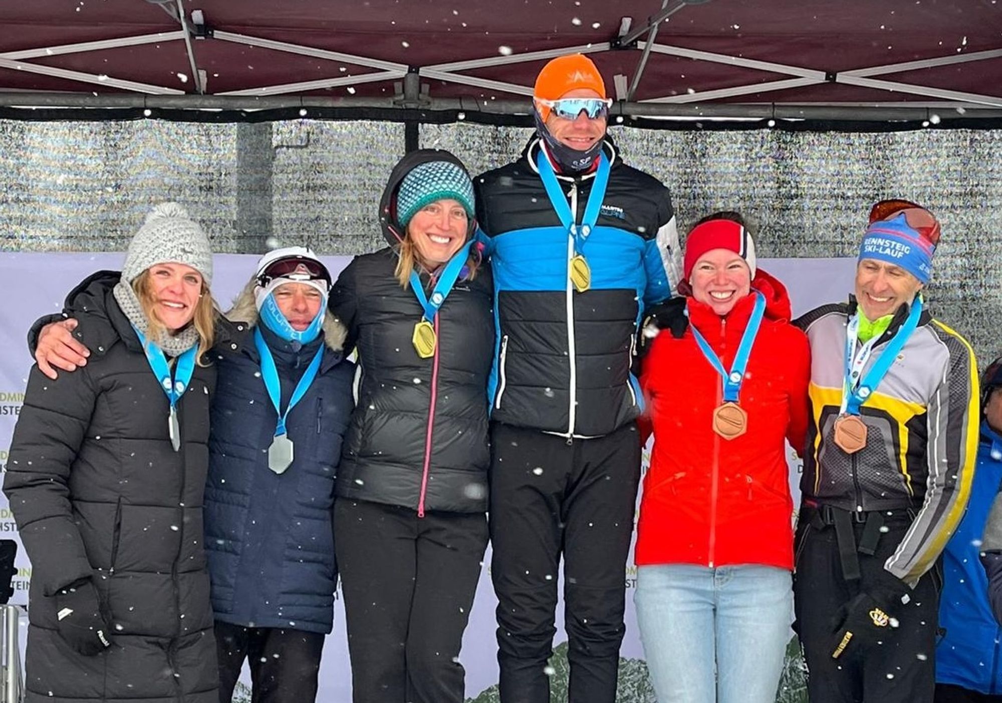 Het NK-podium van de klassieke marathon